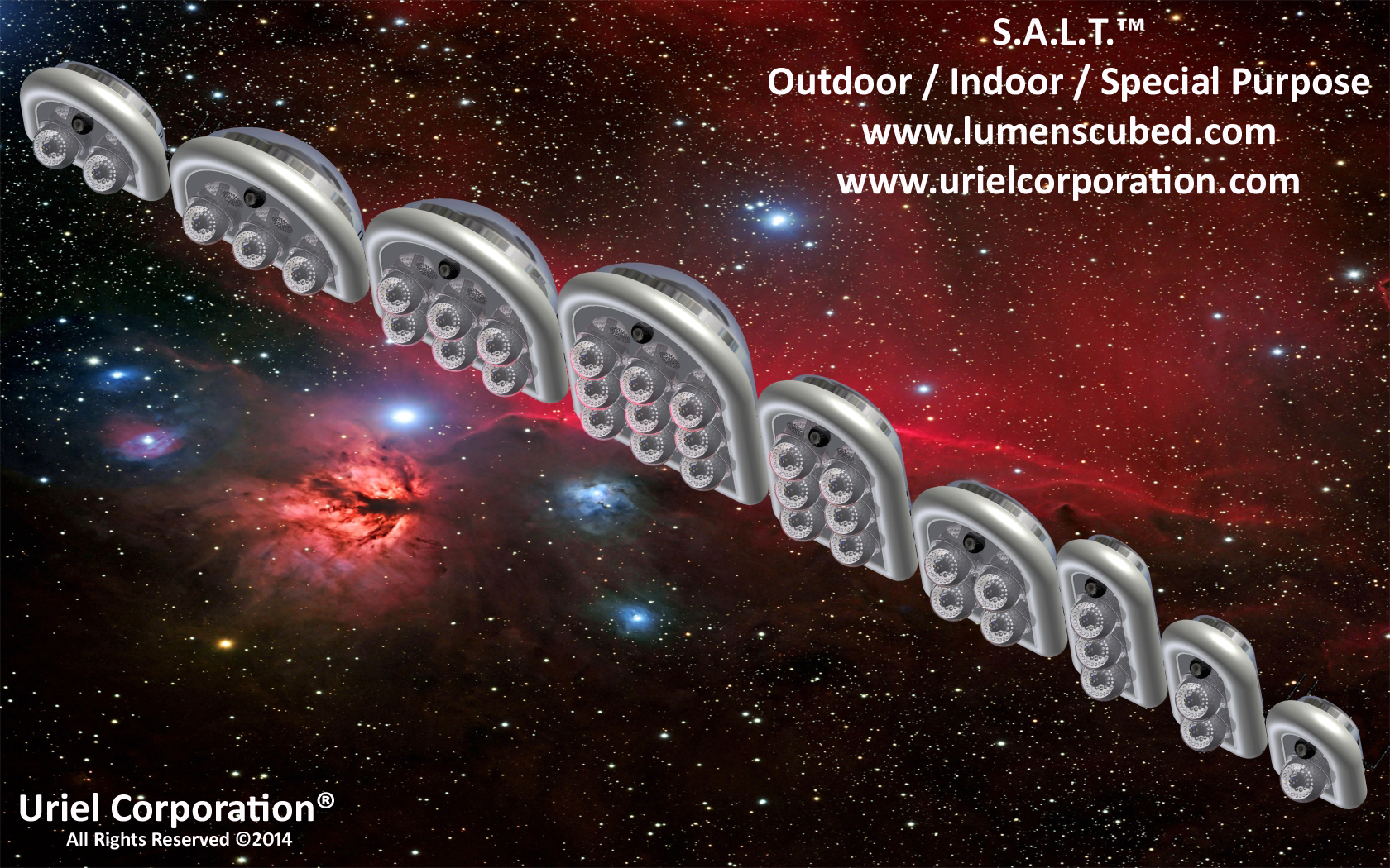 SERVO / STEPPER ASSISTED LIGHTING TECHNOLOGY (S.A.L.T.)™ OUTDOOR-INDOOR-SPECIAL PURPOSE METALLIC ROTATABLE LED LIGHTING